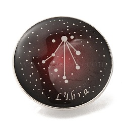 Twelve Constellation Creative Alloy Badges Constellation Brooches, Platinum, Libra, 31mm(JEWB-S033-01P-G)