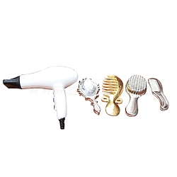 Mini Plastic Hair Dryer & Mirror & Comb Set Model, Micro Landscape Dollhouse Accessories, Pretending Prop Decorations, Mixed Color, 28mm(PW-WGCFD14-01)