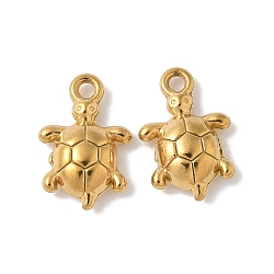 304 Stainless Steel Charms, Ion Plating(IP), Real 18K Gold Plated, Turtle, 12.5x8.5x3mm, Hole: 1.2mm(X-STAS-F320-01B-G)