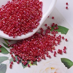 MIYUKI Delica Beads, Cylinder, Japanese Seed Beads, 11/0, (DB0162) Opaque Red AB, 1.3x1.6mm, Hole: 0.8mm, about 20000pcs/bag, 100g/bag(SEED-J020-DB0162)