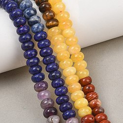 Natural White Jade & Red Jasper & Sodalite & Sesame Jasper & Amethyst Beads Strands, Smooth Rondelle, Mixed Dyed and Undyed, Mixed Color, 8~8.5x5~5.5mm, Hole: 1mm, about 75~78pcs/strand, 15.35''(39~40cm)(G-NH0006-A14-01)