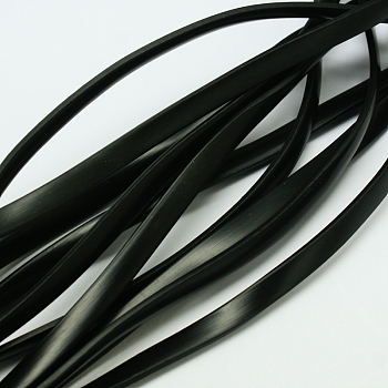 Synthetic Rubber Beading Cord, Flat, Solid, Black, 10x2mm, about 1.09 yards(1m)/strand