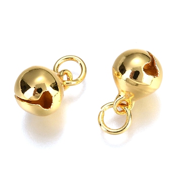 Brass Bell Charms, Long-Lasting Plated, with Jump Ring, Real 14K Gold Plated, 10.5x7.5mm, Hole: 3mm