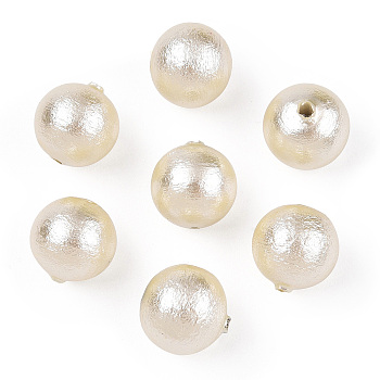 Compressed Cotton Pearl Beads, Eco-Friendly, Dyed, Round, Cornsilk, 8~8.5mm, Hole: 1.2mm