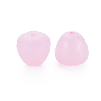 Transparent Acrylic Beads, Dyed, Faceted, Teardrop, Pearl Pink, 15x14.5mm, Hole: 2mm, about 243pcs/500g