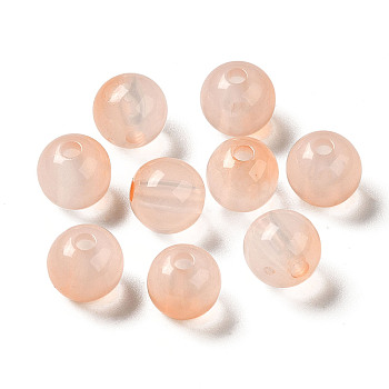 Transparent Acrylic Beads, Two-Tone, Round, PeachPuff, 7.5x7mm, Hole: 1.8mm, about: 1900~2000pcs/500g