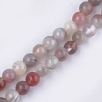 Natural Botswana Agate Beads Strands, Round, 4mm, Hole: 0.8mm, about 45~50pcs/strand, 7.6 inch