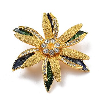 Flower Enamel Pins, Alloy Rhinestone Brooches for Backpack Clothes, Colorful, 76x79mm