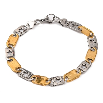 304 Stainless Steel Mariner Star Link Chain Bracelets, with 201 Stainless Steeel Findings, Golden & Stainless Steel Color, 8-3/4 inch(22.2cm)