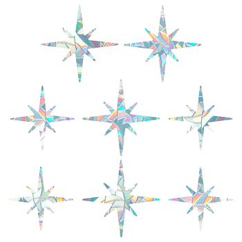 Rainbow Prism Paster, Window Sticker Decorations, Star, Colorful, 15x15cm, 18x18cm, 8pcs/set