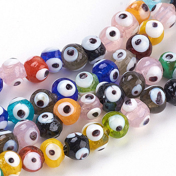 Handmade Lampwork Beads, Evil Eye, Mixed Color, 8mm, Hole: 2mm
