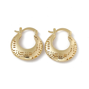 Brass Hoop Earrings for Women, Rack Plating, Long-Lasting Plated, Lead Free & Cadmium Free, Moon, Real 18K Gold Plated, 25x22.5x5mm, Pin: 1.8mm