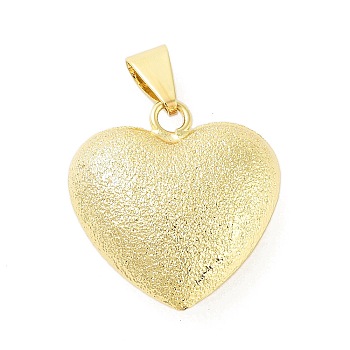 Rack Plating Brass Pendants, Cadmium Free & Lead Free, Long-Lasting Plated, Heart, Real 18K Gold Plated, 27x25x12mm, Hole: 10x5mm