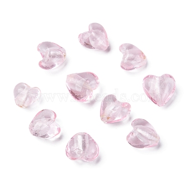 12mm Pink Heart Silver Foil Beads