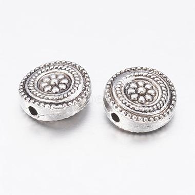 Tibetan Style Alloy Flat Round with Flower Beads(X-TIBEB-5686-AS-FF)-2
