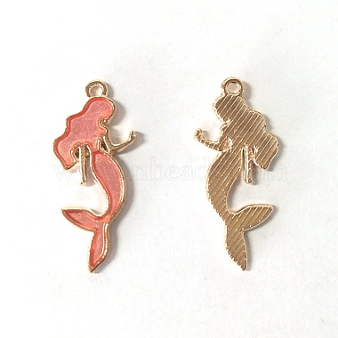 Light Gold Salmon Fish Alloy+Enamel Pendants