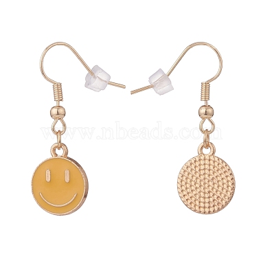 Flat Round with Smiling Face Enamel Dangle Earrings(EJEW-JE04860)-5