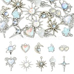 20Pcs 10 Styles Alloy Resin Pendants, Mixed Color, Mixed Shapes, 11.5~29.5x12~25x3.5~6mm, Hole: 1.2~1.8mm, 2pcs/style(FIND-YW0012-76)