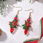 304 Stainless Steel Glass Dangle Earrings, Flower, Golden, 59.5x21mm(EJEW-MZ00602)