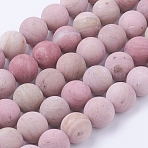 Frosted Natural Rhodonite Round Bead Strands, 10~10.5mm, Hole: 1mm, about 38pcs/strand, 15.3 inch(39cm)(G-G735-09F-10mm)