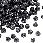 120Pcs Pave Disco Ball Beads, Polymer Clay Rhinestone Beads, Round, PP13(1.9~2mm), 6 Rows Rhinestone, Jet, PP13(1.9~2mm), 6 Rows Rhinestone, 10mm, Hole: 1.5mm(RB-SC0001-13A)