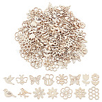 150Pcs Unfinished Wood Cutouts, Brid & Flower & Bee, BurlyWood, 14~25x15.5~24.5x1.5~1.7mm(DIY-GO0002-73)