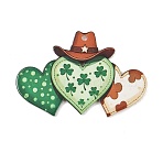 Saint Patrick's Day Opaque Printed Acrylic Pendants, Heart, 33x49.5x2.5mm, Hole: 1.8mm(OACR-A045-05C)