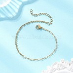 304 Stainless Steel Box & Paperclip Chains Bracelets for Women, Golden, 7.48 inch(19cm)(BJEW-JB13344)