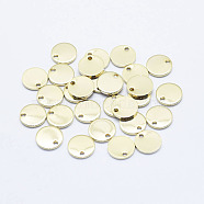 Brass Charms, Long-Lasting Plated, Nickel Free, Flat Round, Real 18K Gold Plated, 8x1mm, Hole: 1mm(KK-G331-92G-NF)