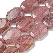 Natural Strawberry Quartz Beads Strands, Hexagon, Faceted, 12x17x5mm, Hole: 1mm, about 24pcs/strand, 15.55''(39.5cm)(G-P544-B01-01)