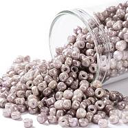 TOHO Round Seed Beads, Japanese Seed Beads, (1203) Opaque Taupe Cocoa Marbled, 8/0, 3mm, Hole: 1mm, about 222pcs/10g(X-SEED-TR08-1203)