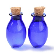 Oval Glass Cork Bottles Ornament, Glass Empty Wishing Bottles, DIY Vials for Pendant Decorations, Blue, 15.5x26~30mm(AJEW-O032-03B)