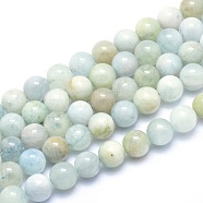 Natural Aquamarine Strands, Round, 10mm, Hole: 1mm, about 39pcs/strand, 15.5 inches(39.5cm)(G-G764-42-10mm)