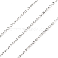 Rhodium Plated 925 Sterling Silver Cable Chains, Soldered, Platinum, 1.5x1.2x0.2mm(STER-E072-02P-01)