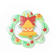 Christmas Acrylic Pendants, Flower Charm, Christmas Bell, 37.5x37.5x2.5mm, Hole: 1mm(MACR-K330-38G)