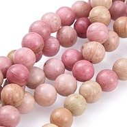 Natural Rhodonite Round Bead Strands, 8mm, Hole: 1mm, about 46pcs/strand, 15 inch(G-G735-09-8mm)