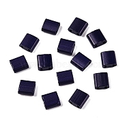 2-Hole Baking Paint Glass Seed Beads, Rectangle, Indigo, 5x4.5~5.5x2~2.5mm, Hole: 0.5~0.8mm(SEED-S023-17C-14)