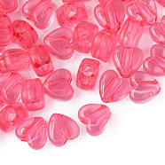 Transparent Acrylic Beads, Heart, Hot Pink, 8x8.5x5.5mm, Hole: 2.5mm, about 2030pcs/500g(MACR-S373-95-B04)