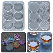 DIY Cup Mat Silicone Molds, Resin Casting Molds, For UV Resin, Epoxy Resin Jewelry Making, Gap Flat Round, White, 215x160x7.5mm, Inner Diameter: 72x63mm(DIY-B035-12)
