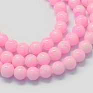 Baking Painted Glass Round Bead Strands, Pink, 8.5~9mm, Hole: 1.5mm, about 105pcs/strand, 31.8 inch(X-DGLA-Q019-8mm-43)