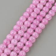 Synthetic Crackle Quartz Beads Strands, Round, Dyed, Violet, 6mm, Hole: 1mm, about 66pcs/strand, 15.7 inch(GLAA-S134-6mm-03)