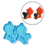 DIY Pendant Silicone Statue Molds, for Keychain Making, Resin Casting Molds, For UV Resin, Epoxy Resin Craft Making, Human, Deep Sky Blue, 70x95x6mm, Hole: 1.4mm, Inner Diameter: 67x42mm, 66x35mm(DIY-C030-09)