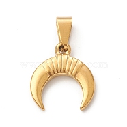 Ion Plating(IP) 304 Stainless Steel Pendants, Double Horn/Crescent Moon Charm, Golden, 17.5x16x3mm, Hole: 4x8mm(STAS-F288-02G)