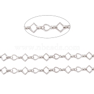 304 Stainless Steel Rhombus & Heart Link Chains, Unwelded, Stainless Steel Color, Rhombus: 13.5x13.5x1.5mm, Heart: 16x9.5x1mm(CHS-F017-08P)