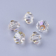 K9 Glass Beads, Faceted, Bicone, Paradise Shine, 6x6mm, Hole: 1mm(RGLA-F063-D-001PS)