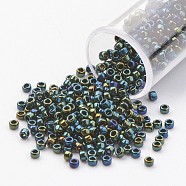 TOHO Japan Seed Beads, 15/0 Import Opaque Glass Round Hole Rocailles, Green, 1.5x1mm, Hole: 0.5mm(SEED-G001-84)