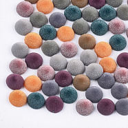 Flocky Acrylic Beads, Half Drilled, Half Round/Dome, Mixed Color, 16x8mm, Half Hole: 1mm(X-FIND-T046-54D)