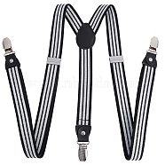 Polyester Elastic Men's Strength Suspenders, with Iron Clasps, Stripe Pattern, 75~116x24x2mm(AJEW-WH0258-293C)