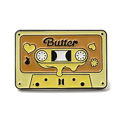Word Butter Radio Alloy Enamel Pin Brooch, for Backpack Clothes, Yellow, 19.5x30.5x1.5mm(JEWB-B014-04A)
