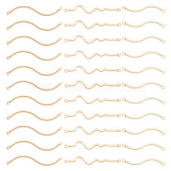 AHADERMAKER 30Pcs 3 Styles Rack Plating Brass Connector Charms, Long-Lasting Plated, Cadmium Free & Lead Free, Curve S-Shapes, Real 14K Gold Plated, 30~40x4.5~7x1mm, Hole: 0.8~1.2mm, 10pcs/style(KK-GA0001-34)